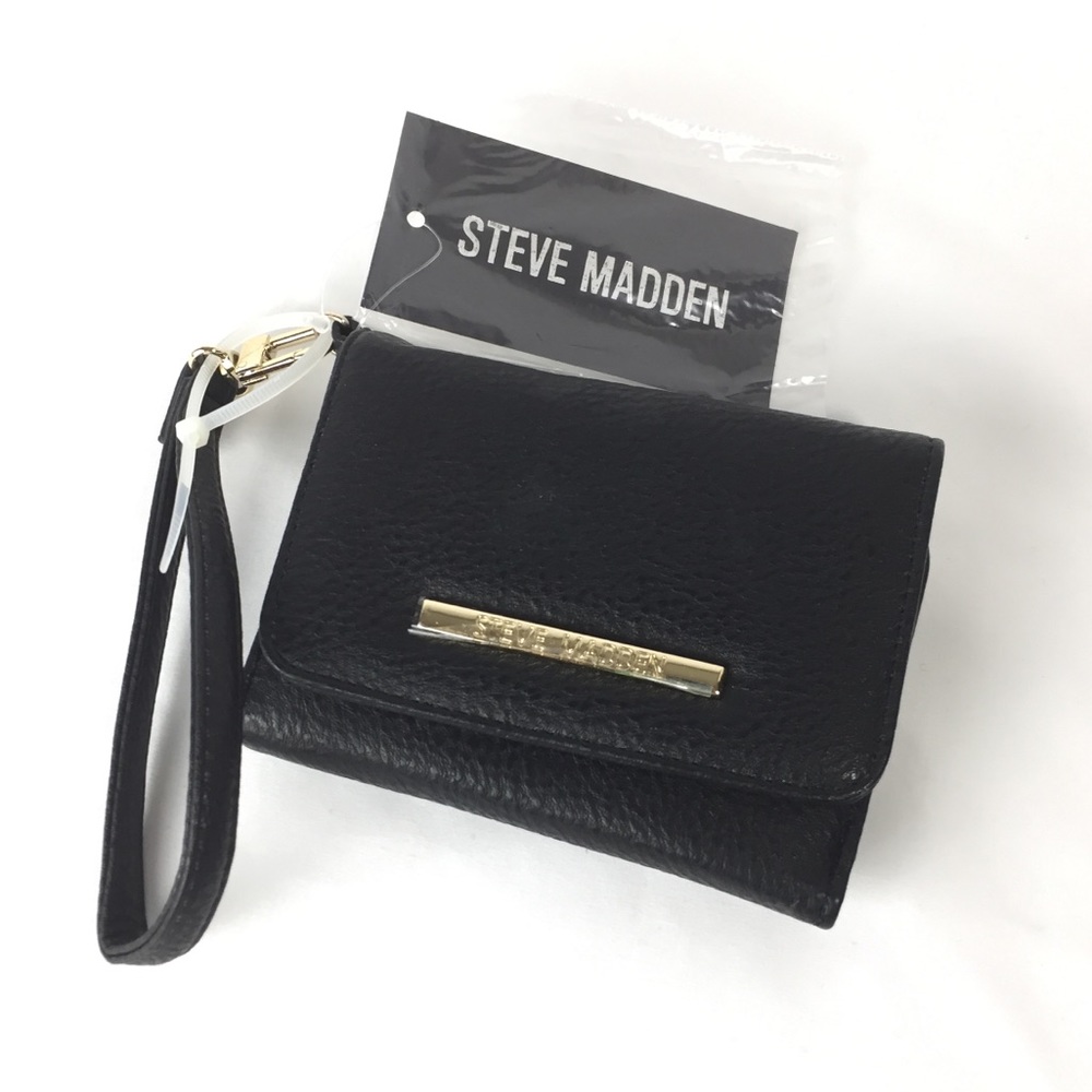 NWT Steve Madden Black French Wristlet Wallet